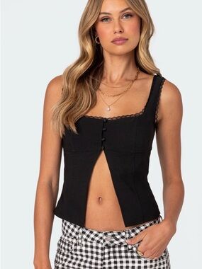 Edikted ODETTE SPLIT FRONT TAILORED TOP XS